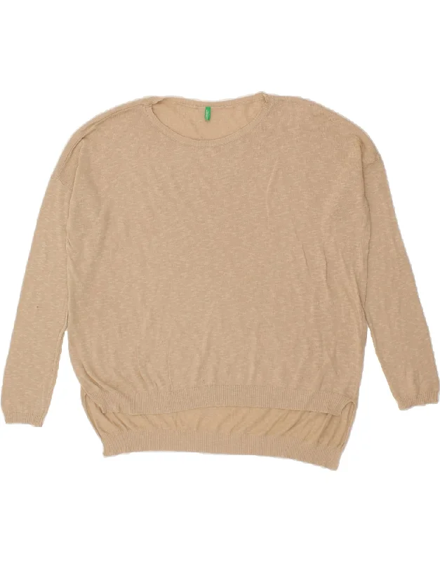 BENETTON Womens Oversized Boat Neck Jumper Sweater UK 18 XL Beige Wool Sweater Cotton Sweater Cashmere Sweater BENETTON Womens Oversized Boat Neck Jumper Sweater UK 18 XL Beige Wool Sweater Cotton Sweater Cashmere Sweater