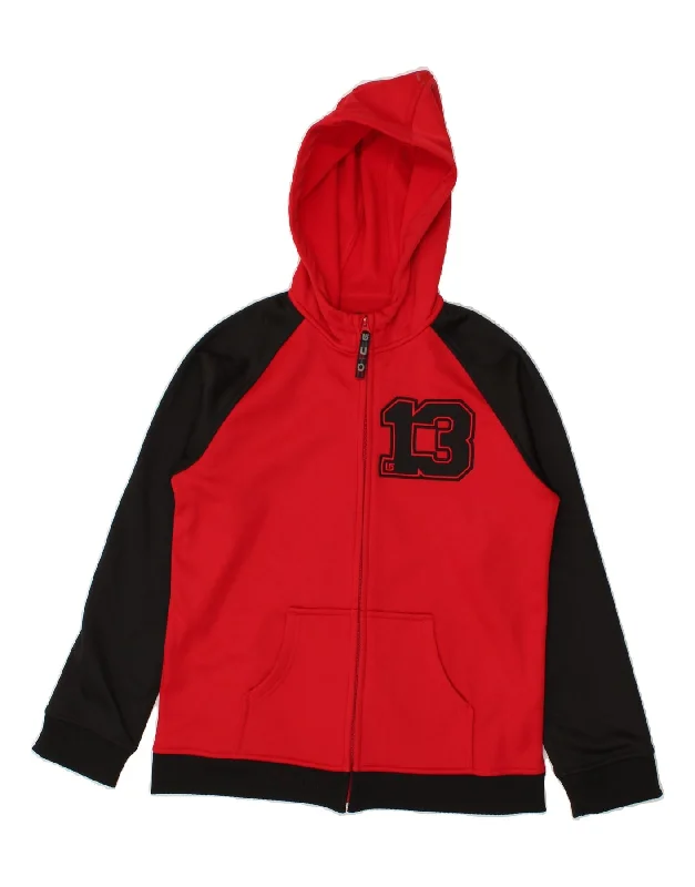 BURTON Girls Graphic Zip Hoodie Sweater 14-15 Years Large Red Colourblock High Neck Crew Neck V-Neck