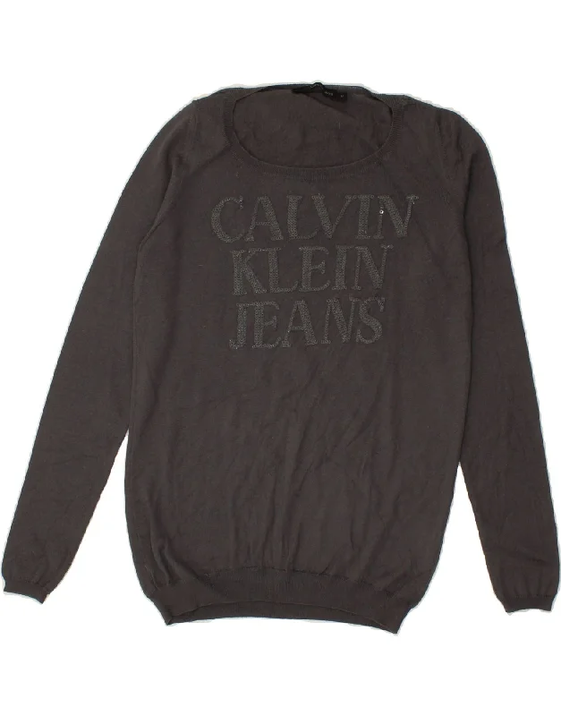 CALVIN KLEIN JEANS Womens Boat Neck Jumper Sweater UK 14 Medium Grey Wool Fabric Cashmere Fabric Tweed Fabric CALVIN KLEIN JEANS Womens Boat Neck Jumper Sweater UK 14 Medium Grey Wool Fabric Cashmere Fabric Tweed Fabric