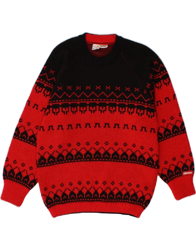 ELLESSE Womens Crew Neck Jumper Sweater IT 46 Large Red Colourblock Wool Thin Thick Dense ELLESSE Womens Crew Neck Jumper Sweater IT 46 Large Red Colourblock Wool Thin Thick Dense