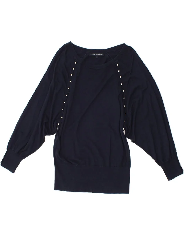 FRENCH CONNECTION Womens Boat Neck Jumper Sweater UK 16 Large Navy Blue Long Sweater Short Sweater Cropped Sweater