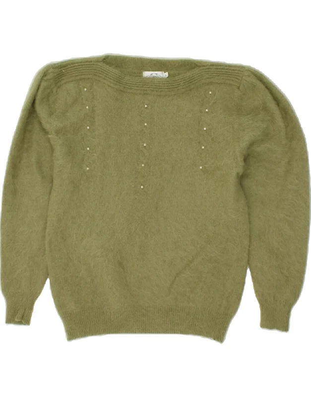 G.PISANO Womens Boat Neck Jumper Sweater UK 16 Large Green Angora