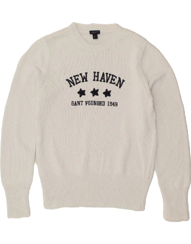 GANT Womens Graphic Crew Neck Jumper Sweater UK 18 XL White Hooded Sweater Collared Sweater Shawl Collar GANT Womens Graphic Crew Neck Jumper Sweater UK 18 XL White Hooded Sweater Collared Sweater Shawl Collar