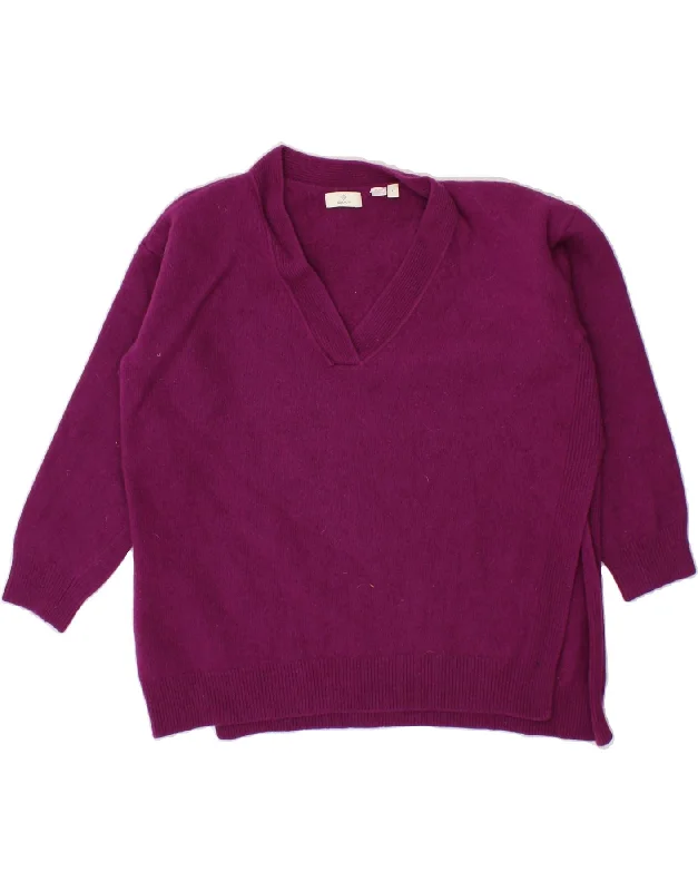 GANT Womens V-Neck Jumper Sweater UK 16 Large Purple Wool