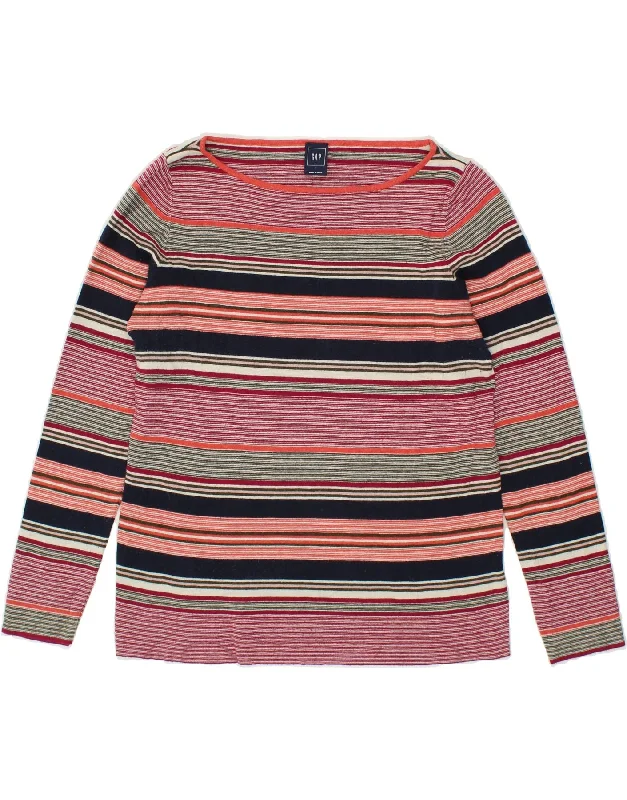 GAP Womens Boat Neck Jumper Sweater UK 14 Large Multicoloured Striped