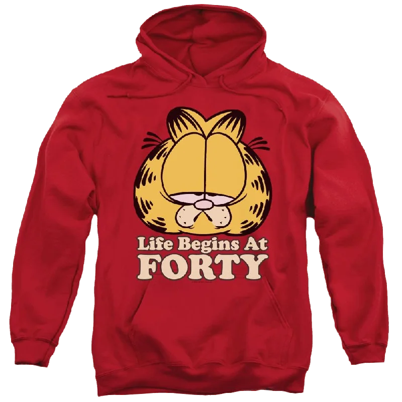 Garfield Life Begins At Forty - Pullover Hoodie Slim Sleeve Pullover