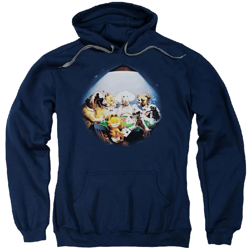 Garfield Playing With The Big Dogs - Pullover Hoodie Lantern Sleeve Elegant