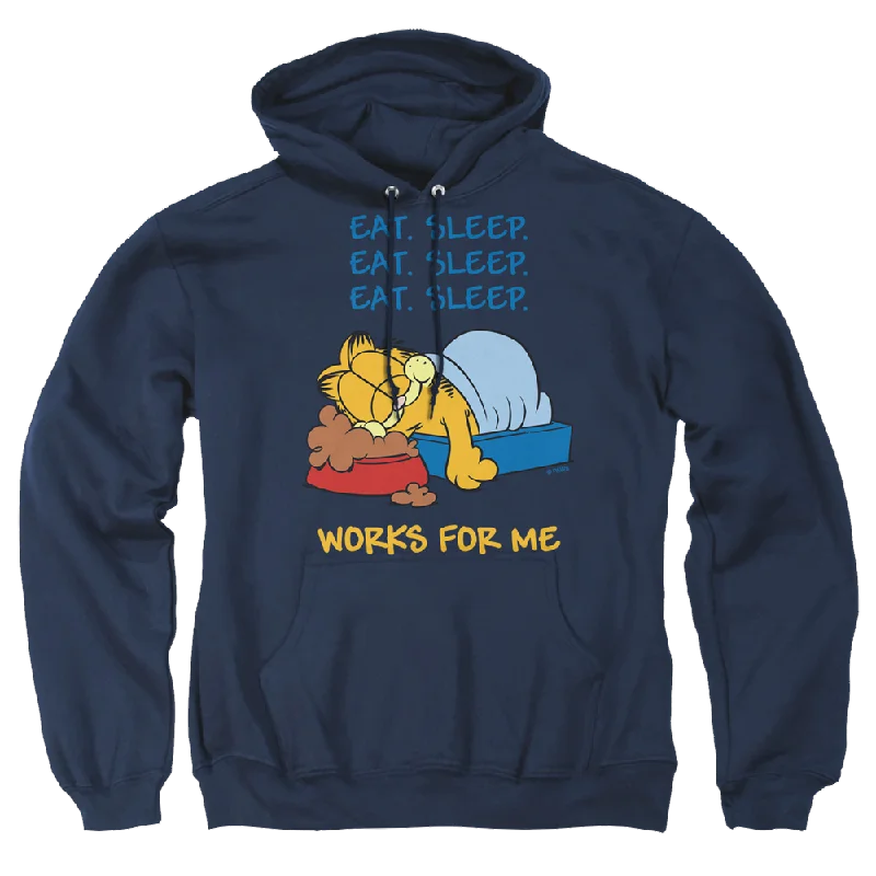 Garfield Works For Me - Pullover Hoodie Faux Fur Trim