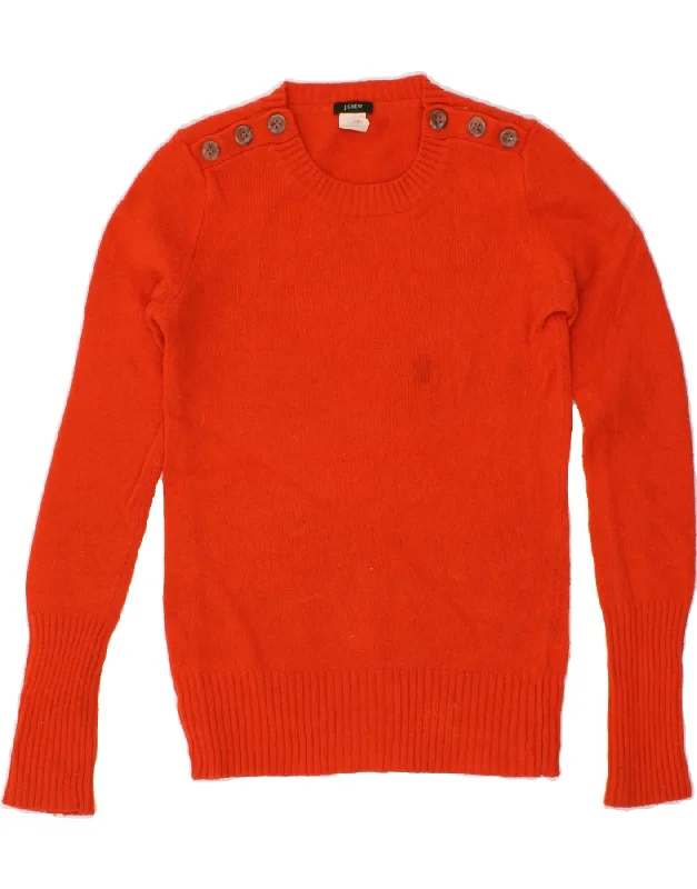 J. CREW Womens Crew Neck Jumper Sweater UK 6 XS Red Wool Knit Fabric Woven Fabric Fleece Fabric