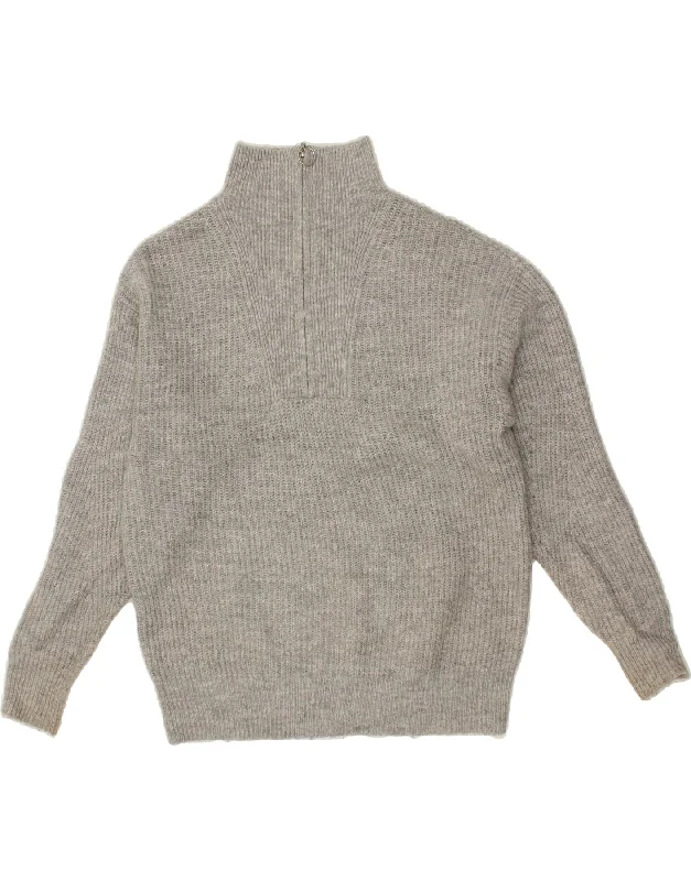 JACK WILLS Womens Oversized Zip Neck Jumper Sweater UK 8 Small Grey Striped Floral Plaid JACK WILLS Womens Oversized Zip Neck Jumper Sweater UK 8 Small Grey Striped Floral Plaid
