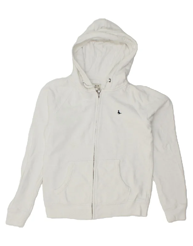 JACK WILLS Womens Zip Hoodie Sweater UK 10 Small White Cotton Cable Knit Ribbed Knit Lace Knit