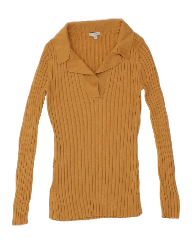 JIGSAW Womens Polo Neck Jumper Sweater UK 6 XS Beige Wool Fitted Slim Tailored