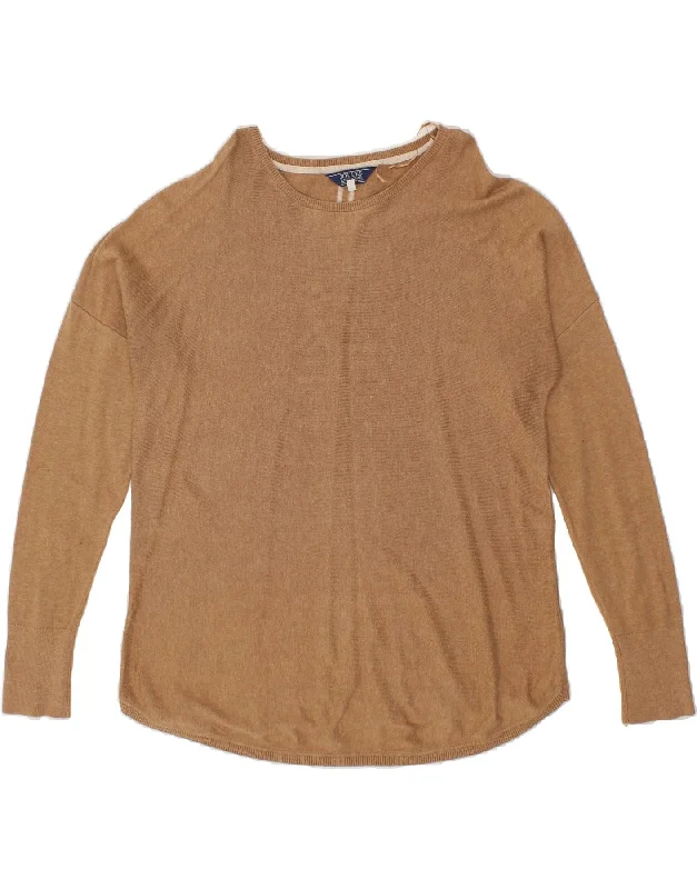 JOULES Womens Boat Neck Jumper Sweater UK 14 Large Brown Cotton Casual Formal Business
