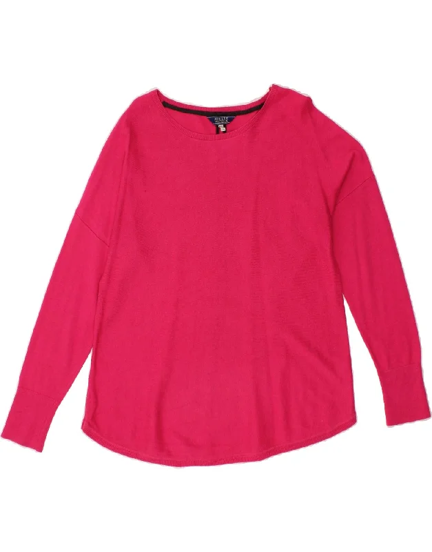 JOULES Womens Boat Neck Jumper Sweater UK 14 Large  Pink Cotton Open Front Closed Front Wrap Front