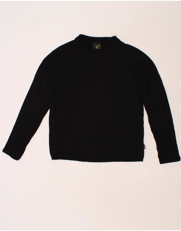 JUST CAVALLI Womens Boat Neck Jumper Sweater UK 14 Large Black Nylon Zippered Front Buttoned Front Snap Front JUST CAVALLI Womens Boat Neck Jumper Sweater UK 14 Large Black Nylon Zippered Front Buttoned Front Snap Front
