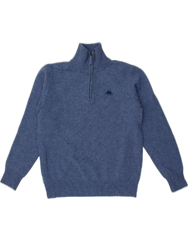 KAPPA Womens Zip Neck Jumper Sweater UK 14 Medium Blue New Wool Beaded Sweater Sequined Faux Fur
