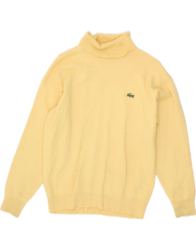 LACOSTE Womens Roll Neck Jumper Sweater UK 16 Large Yellow Fleece Sweater Nylon Polyester LACOSTE Womens Roll Neck Jumper Sweater UK 16 Large Yellow Fleece Sweater Nylon Polyester