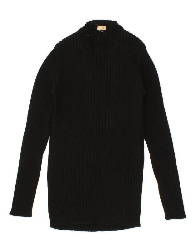 MALO Womens Crew Neck Jumper Sweater IT 42 Medium Black Wool Handmade Hand-knitted Hand-woven MALO Womens Crew Neck Jumper Sweater IT 42 Medium Black Wool Handmade Hand-knitted Hand-woven