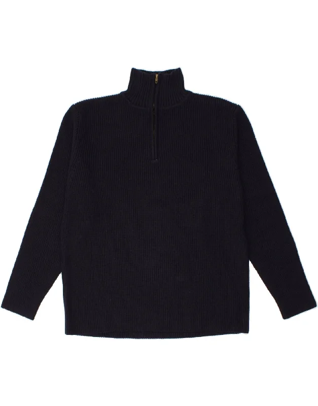 MARLBORO CLASSICS Womens Zip Neck Jumper Sweater UK 18 XL Navy Blue Wool Polka Dot Checkered Tartan MARLBORO CLASSICS Womens Zip Neck Jumper Sweater UK 18 XL Navy Blue Wool Polka Dot Checkered Tartan