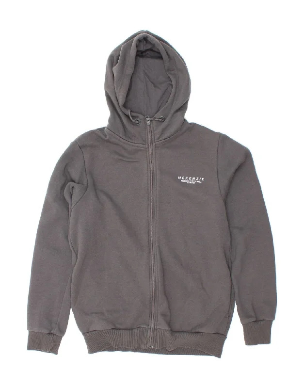 MCKENZIE Mens Graphic Zip Hoodie Sweater Medium Grey Polyester Machine Wash Dry Clean Hand Wash