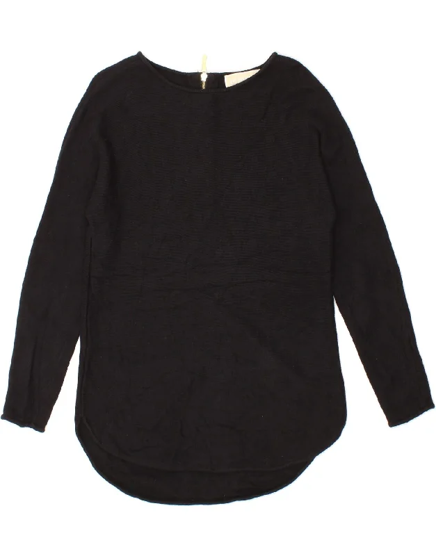 MICHAEL KORS Womens Longline Boat Neck Jumper Sweater UK 10 Small Black Transparent Opaque Sheer MICHAEL KORS Womens Longline Boat Neck Jumper Sweater UK 10 Small Black Transparent Opaque Sheer
