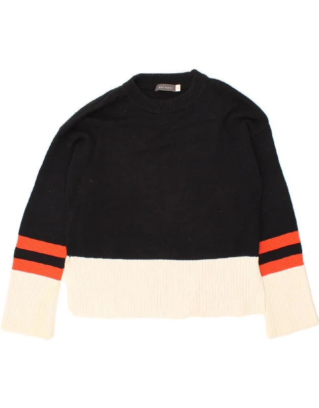 MINT VELVET Womens Crop Crew Neck Jumper Sweater UK 14 Medium Black Knit Fabric Woven Fabric Fleece Fabric