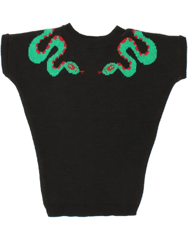 MISS FORTUNE Womens Short Sleeve Crew Neck Jumper Sweater UK 6 XS Black Nylon Fabric Polyester Fabric Spandex Fabric MISS FORTUNE Womens Short Sleeve Crew Neck Jumper Sweater UK 6 XS Black Nylon Fabric Polyester Fabric Spandex Fabric