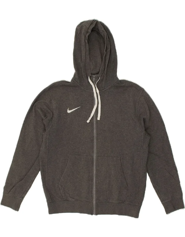 NIKE Mens Zip Hoodie Sweater Medium Grey Cotton