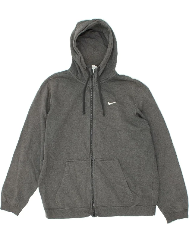 NIKE Mens Zip Hoodie Sweater XL Grey Cotton