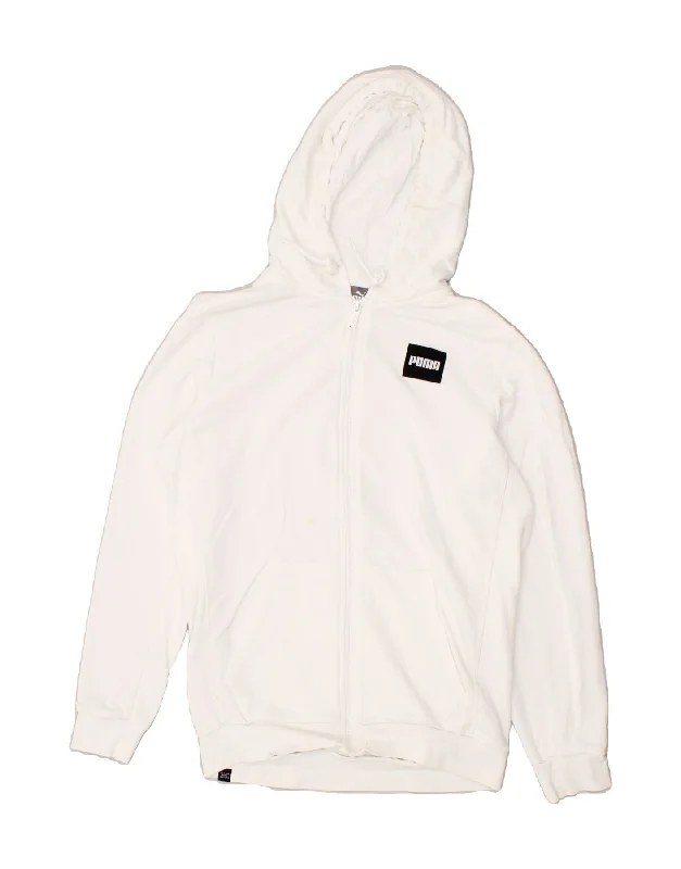 PUMA Mens Zip Hoodie Sweater Small White Cotton