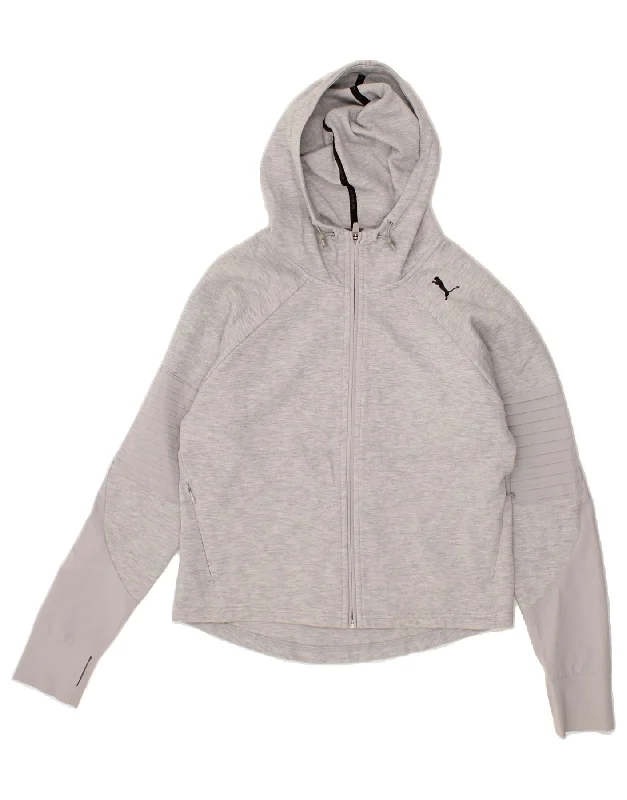 PUMA Womens Zip Hoodie Sweater UK 10 Small  Grey Cotton Soft Cozy Warm