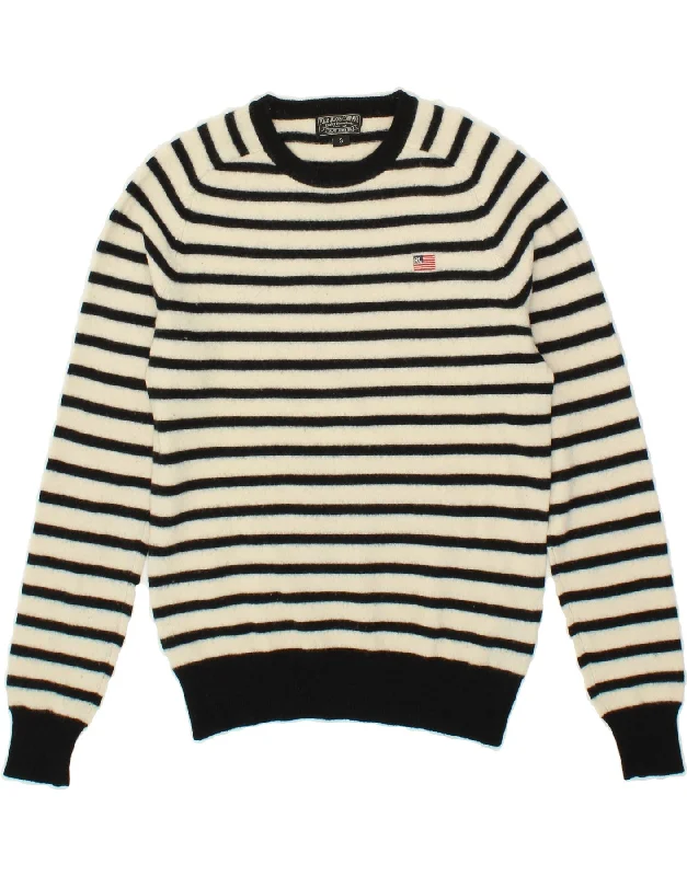 RALPH LAUREN Womens Crew Neck Jumper Sweater UK 10 Small White Striped