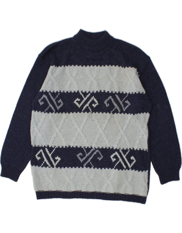SILHOUETTE Womens Turtle Neck Jumper Sweater UK 16 Large Navy Blue Soft Cozy Warm