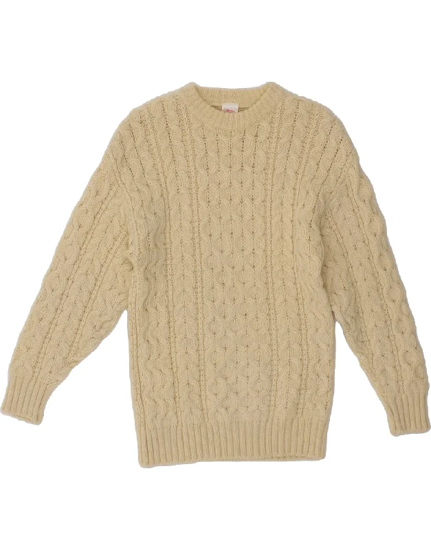 ST MICHAEL Womens Crew Neck Jumper Sweater UK 12 Medium Beige Virgin Wool Cotton Fabric Linen Fabric Terry Fabric ST MICHAEL Womens Crew Neck Jumper Sweater UK 12 Medium Beige Virgin Wool Cotton Fabric Linen Fabric Terry Fabric