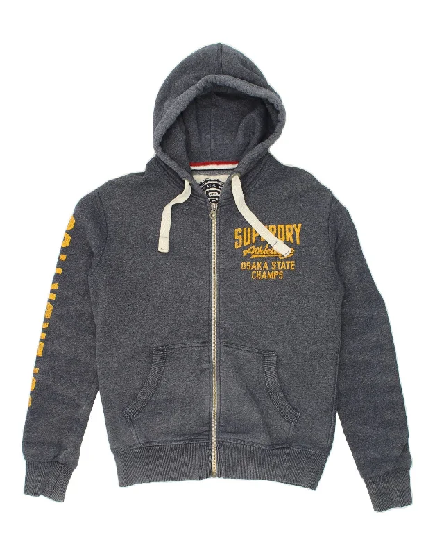 SUPERDRY Mens Graphic Zip Hoodie Sweater Medium Grey Flecked Cotton Notch Collar Peter Pan Collar Cowl Neck SUPERDRY Mens Graphic Zip Hoodie Sweater Medium Grey Flecked Cotton Notch Collar Peter Pan Collar Cowl Neck