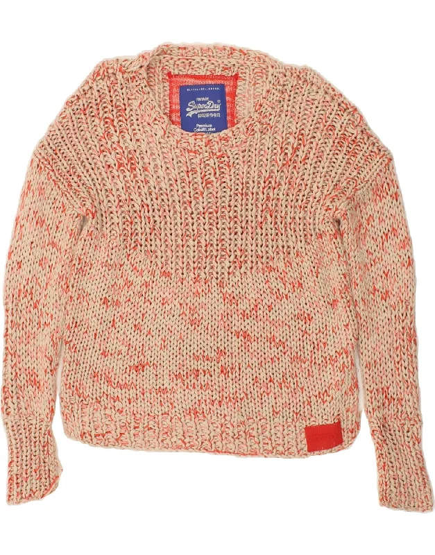 SUPERDRY Womens Crop Oversized Crew Neck Jumper Sweater UK 10 Small Red Modern Contemporary Chic SUPERDRY Womens Crop Oversized Crew Neck Jumper Sweater UK 10 Small Red Modern Contemporary Chic