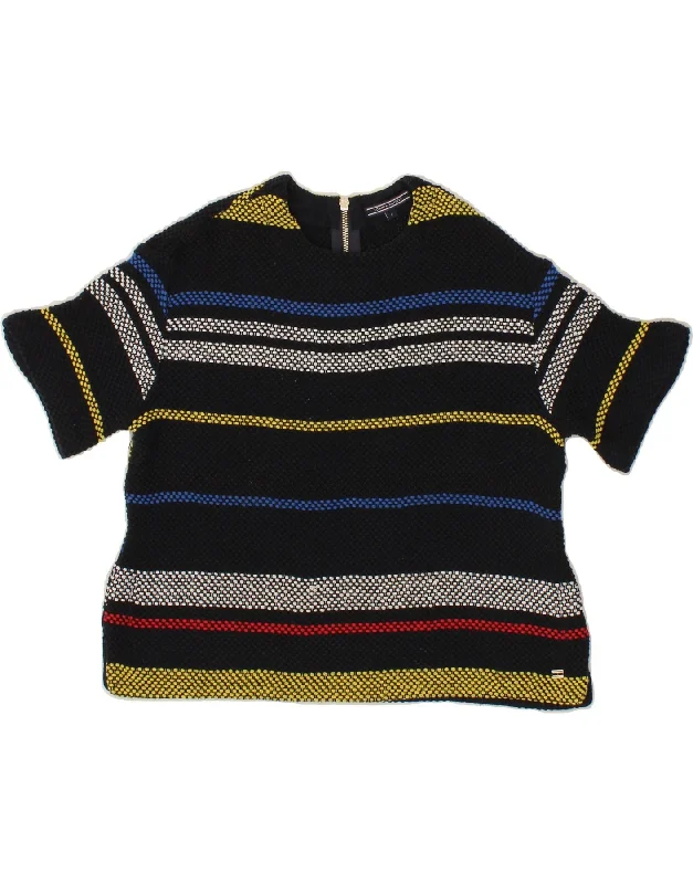 TOMMY HILFIGER Womens Boat Neck Jumper Sweater US 4 Small Black Striped Notch Collar Peter Pan Collar Cowl Neck TOMMY HILFIGER Womens Boat Neck Jumper Sweater US 4 Small Black Striped Notch Collar Peter Pan Collar Cowl Neck