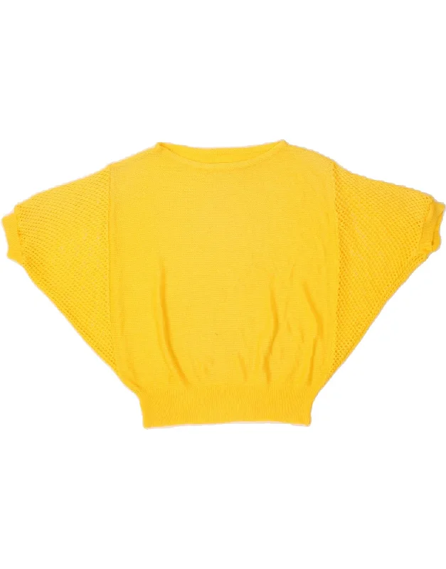 VINTAGE Womens Batwing Boat Neck Jumper Sweater UK 14 Medium Yellow Anti-Pilling Anti-Shrink Durable VINTAGE Womens Batwing Boat Neck Jumper Sweater UK 14 Medium Yellow Anti-Pilling Anti-Shrink Durable