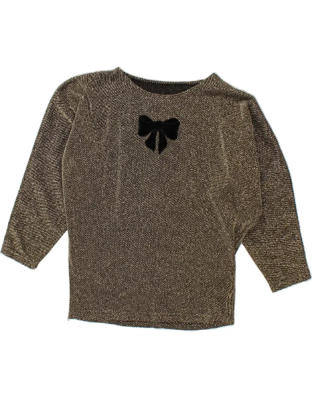 VINTAGE Womens Batwing Boat Neck Jumper Sweater UK 16 Large Silver Sequined Glittery Shiny