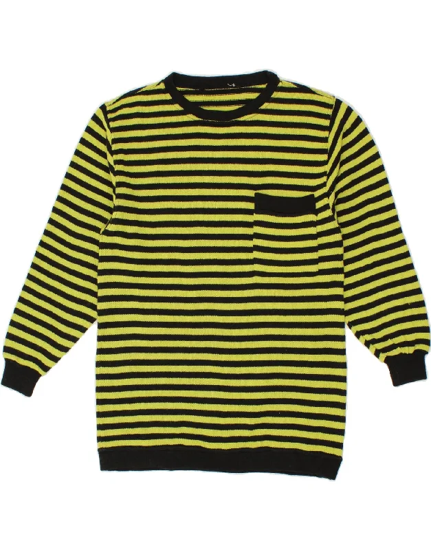 VINTAGE Womens Boat Neck Jumper Sweater UK 14 Large Yellow Striped Cotton Nylon Fabric Polyester Fabric Spandex Fabric VINTAGE Womens Boat Neck Jumper Sweater UK 14 Large Yellow Striped Cotton Nylon Fabric Polyester Fabric Spandex Fabric