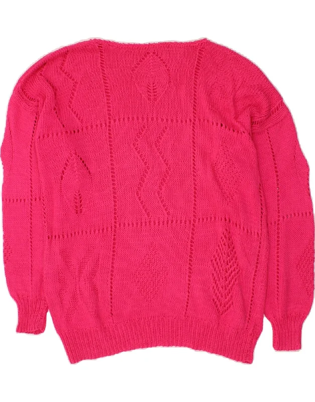 VINTAGE Womens Boat Neck Jumper Sweater UK 18 XL Pink