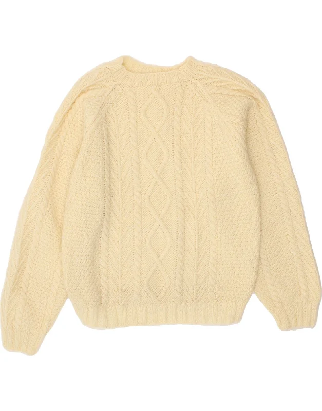 VINTAGE Womens Crew Neck Jumper Sweater UK 12 Medium Beige Herringbone Houndstooth Plaid VINTAGE Womens Crew Neck Jumper Sweater UK 12 Medium Beige Herringbone Houndstooth Plaid
