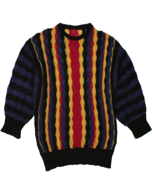 VINTAGE Womens Crew Neck Jumper Sweater UK 16 Large Multicoloured Striped