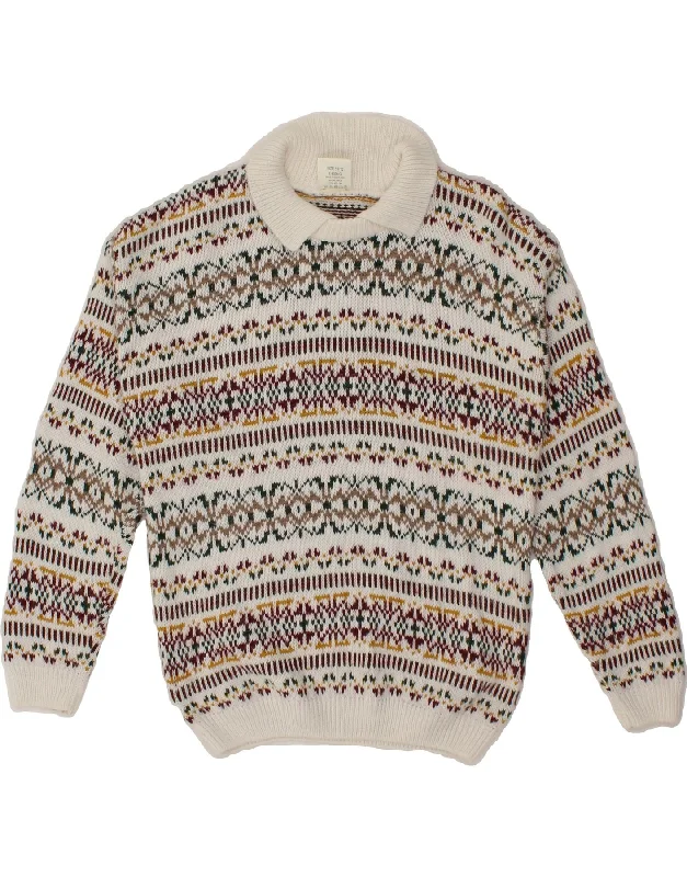 VINTAGE Womens Polo Neck Jumper Sweater UK 10 Small White Fair Isle Rayon Fabric Velvet Fabric Corduroy Fabric VINTAGE Womens Polo Neck Jumper Sweater UK 10 Small White Fair Isle Rayon Fabric Velvet Fabric Corduroy Fabric