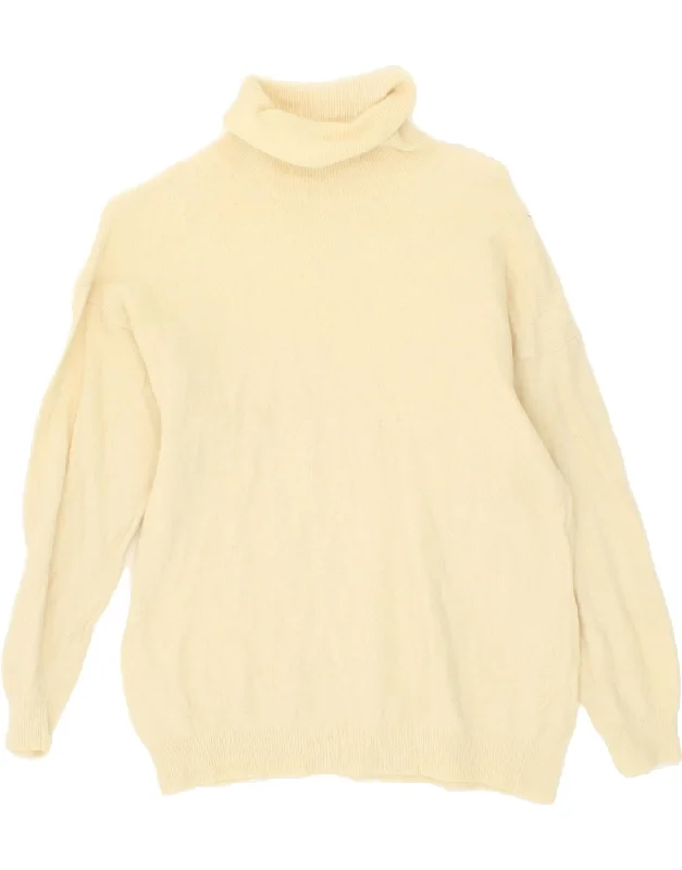 VINTAGE Womens Roll Neck Jumper Sweater UK 14 Medium Yellow Velvet Chenille Corduroy VINTAGE Womens Roll Neck Jumper Sweater UK 14 Medium Yellow Velvet Chenille Corduroy