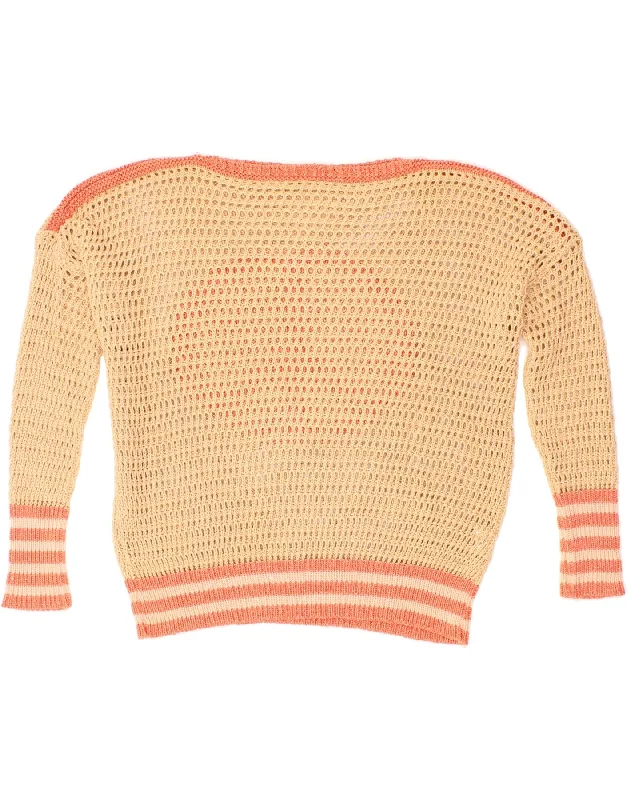 VINTAGE Womens See Through Boat Neck Jumper Sweater UK 22 3XL Beige Tailored Straight A-Line VINTAGE Womens See Through Boat Neck Jumper Sweater UK 22 3XL Beige Tailored Straight A-Line