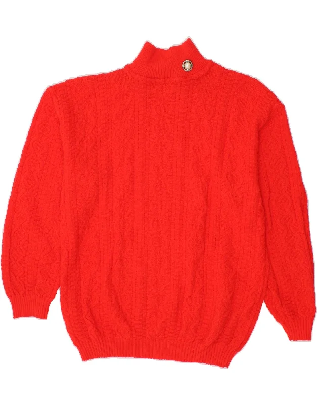 VINTAGE Womens Turtle Neck Jumper Sweater UK 18 XL Red Acrylic