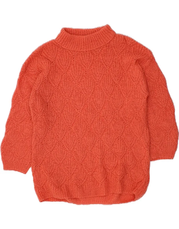 VINTAGE Womens Turtle Neck Jumper Sweater UK 20 2XL Orange