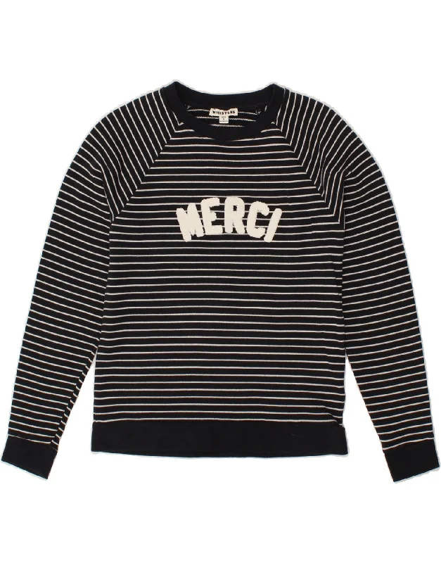 WHISTLES Womens Graphic Crew Neck Jumper Sweater UK 12 Medium Navy Blue Boxy Sweater Fitted Sweater A-Line WHISTLES Womens Graphic Crew Neck Jumper Sweater UK 12 Medium Navy Blue Boxy Sweater Fitted Sweater A-Line