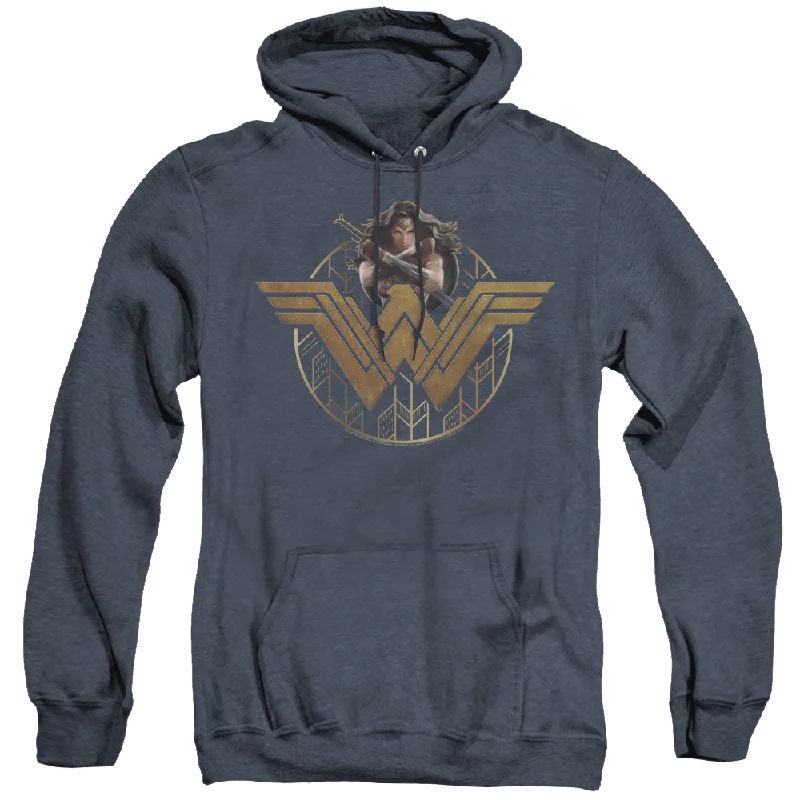 Wonder Woman Movie Power Stance And Emblem - Heather Pullover Hoodie